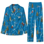 Detroit Lions Long Pajama Set Custom Sprig Scatter Blue Best Selling