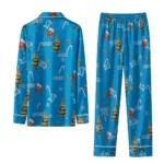 Detroit Lions Long Pajama Set Custom Sprig Scatter Blue Best Selling