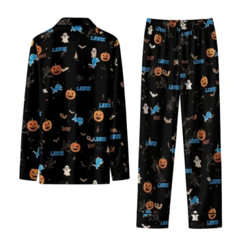 detroit lions long pajama set personalized icon confetti black fashion forward.webp