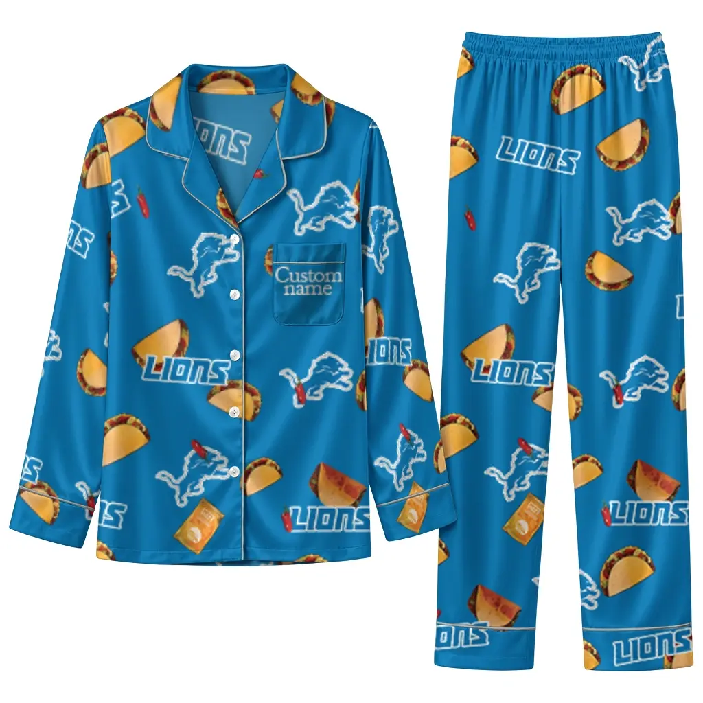 Detroit Lions Long Pajama Set Personalized Snack Scatter Blue Best Selling Detroit Lions Long Pajama Set Personalized Snack Scatter Blue Best Selling