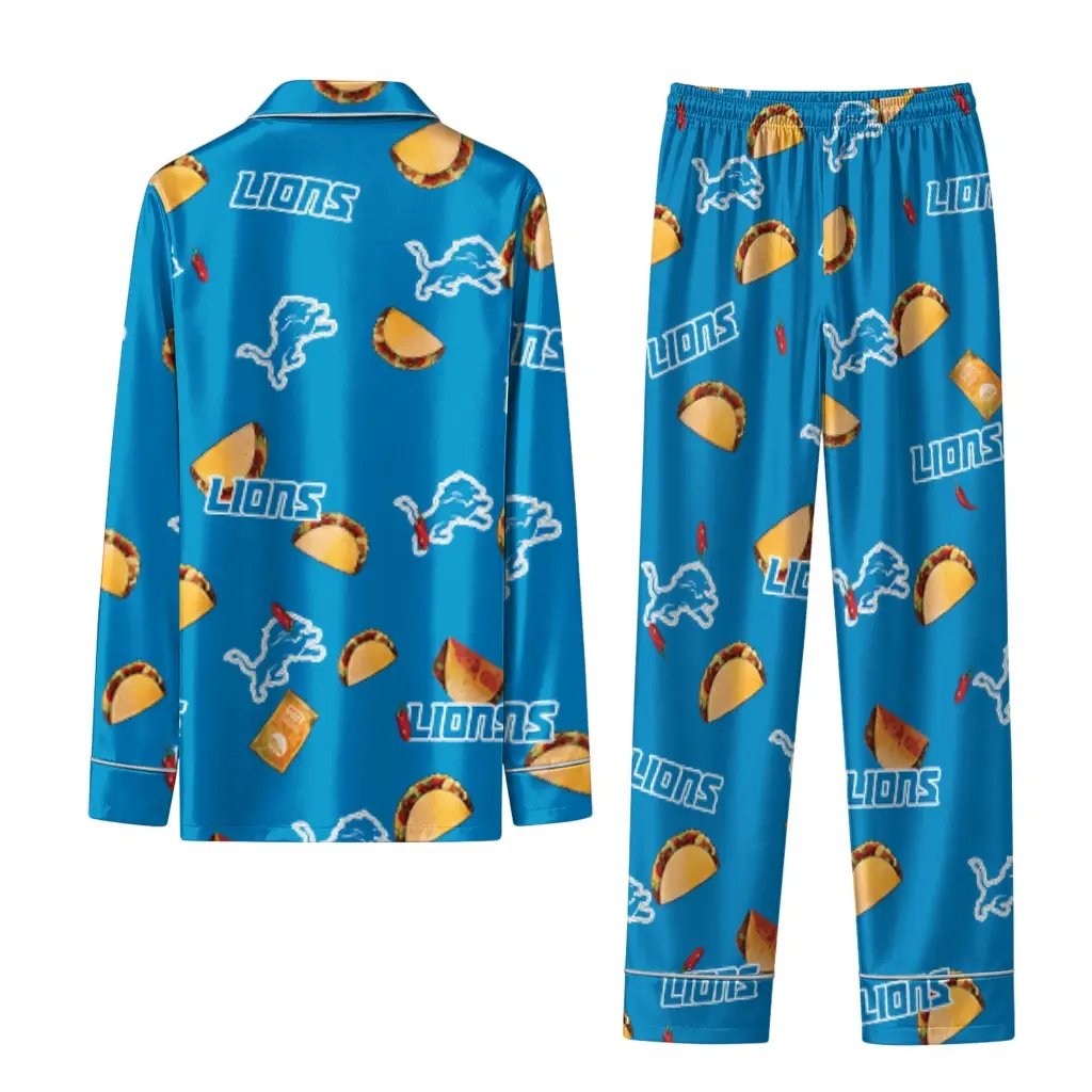 Detroit Lions Long Pajama Set Personalized Snack Scatter Blue Fashion Forward Detroit Lions Long Pajama Set Personalized Snack Scatter Blue Fashion Forward