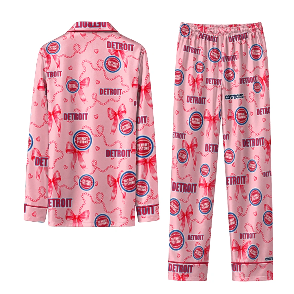 detroit pistons long pajama set custom ribbon chains red fashion forward.webp detroit pistons long pajama set custom ribbon chains red fashion forward.webp