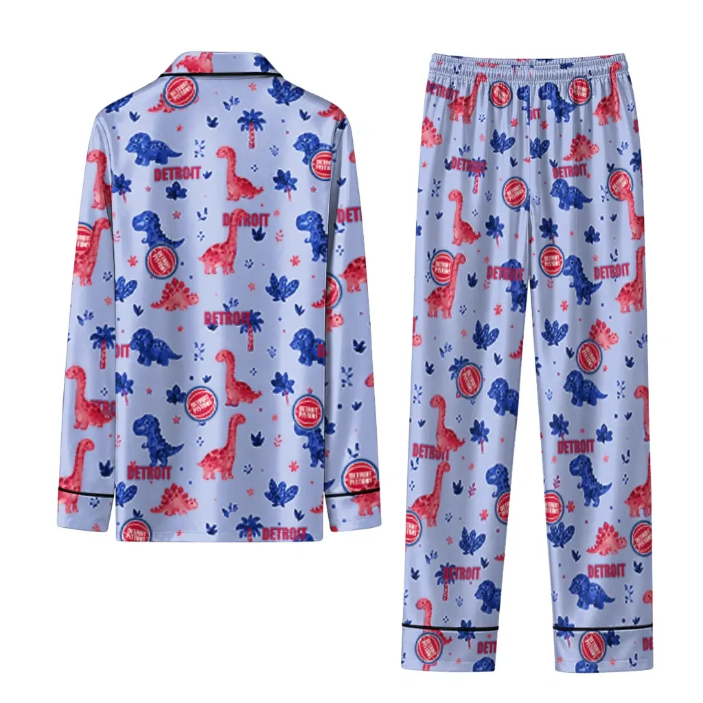Detroit Pistons Long Pajama Set Customized Character Scatter Fashion Forward Detroit Pistons Long Pajama Set Customized Character Scatter Fashion Forward