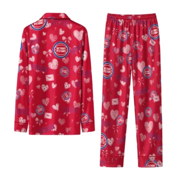 detroit pistons long pajama set customized heart charms red fashion forward.webp