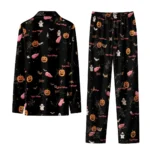 detroit red wings long pajama set customized icon confetti black best selling.webp