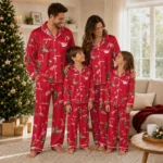 Detroit Red Wings Long Pajama Set Personalized Sprig Scatter Red Best Selling