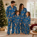 Drake Bulldogs Long Pajama Set Customized Candy Scatter Blue Best Selling