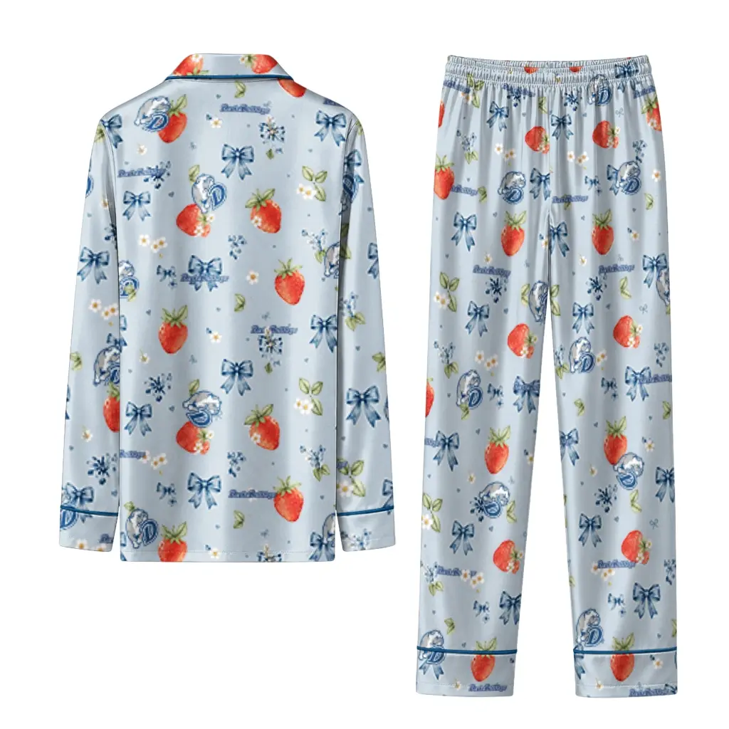 Drake Bulldogs Long Pajama Set Customized Ribbon Florals Blue Fashion Forward Drake Bulldogs Long Pajama Set Customized Ribbon Florals Blue Fashion Forward
