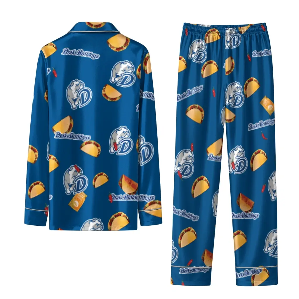 Drake Bulldogs Long Pajama Set Customized Snack Scatter Blue Fashion Forward Drake Bulldogs Long Pajama Set Customized Snack Scatter Blue Fashion Forward