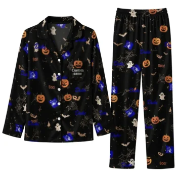 Duke Blue Devils Long Pajama Set Custom Icon Confetti Black Best Selling
