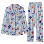 Duke Blue Devils Long Pajama Set Custom Ribbon Florals Blue Best Selling