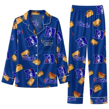 Duke Blue Devils Long Pajama Set Custom Snack Scatter Blue Best Selling