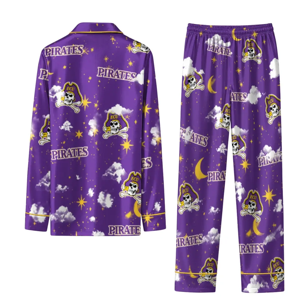 East Carolina Pirates Long Pajama Set Personalized Cloud Stars Purple Fashion Forward East Carolina Pirates Long Pajama Set Personalized Cloud Stars Purple Fashion Forward
