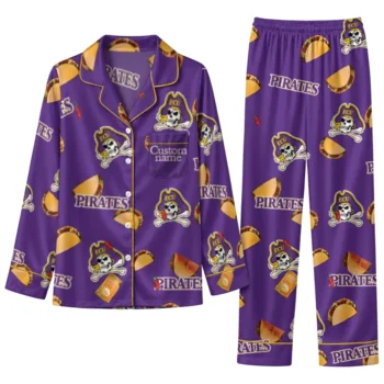 East Carolina Pirates Long Pajama Set Personalized Snack Scatter Purple Best Selling
