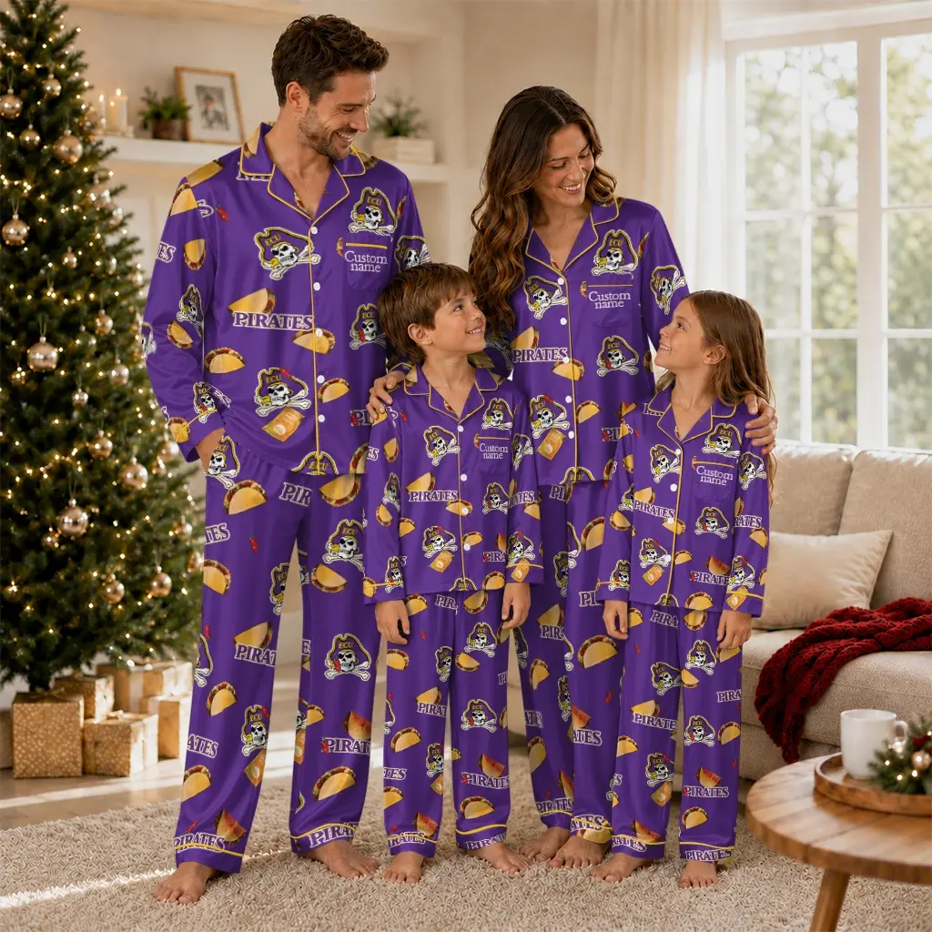East Carolina Pirates Long Pajama Set Personalized Snack Scatter Purple Latest Model East Carolina Pirates Long Pajama Set Personalized Snack Scatter Purple Latest Model