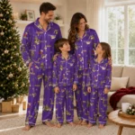 East Carolina Pirates Long Pajama Set Personalized Sprig Scatter Purple Best Selling