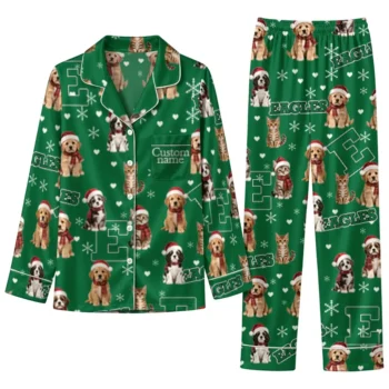 Eastern Michigan Eagles Long Pajama Set Personalized Animal Scatter Green Best Selling