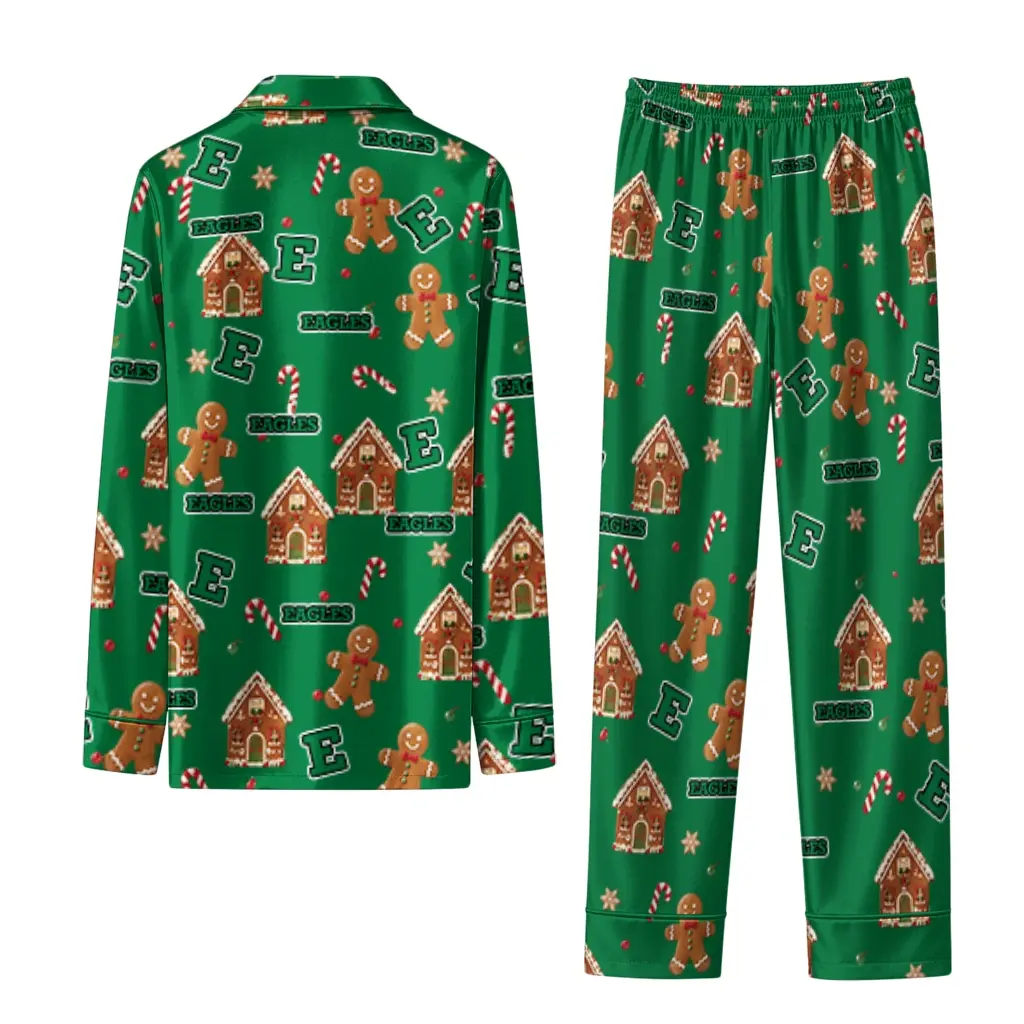 Eastern Michigan Eagles Long Pajama Set Personalized Candy Scatter Green Fashion Forward Eastern Michigan Eagles Long Pajama Set Personalized Candy Scatter Green Fashion Forward