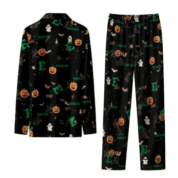 Eastern Michigan Eagles Long Pajama Set Personalized Icon Confetti Black Fashion Forward