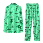 Eastern Michigan Eagles Long Pajama Set Personalized Ribbon Chains Green Best Selling