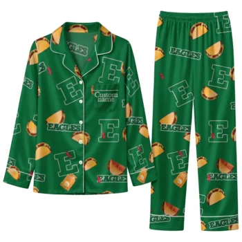 Eastern Michigan Eagles Long Pajama Set Personalized Snack Scatter Green Best Selling