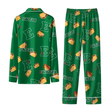 Eastern Michigan Eagles Long Pajama Set Personalized Snack Scatter Green Fashion Forward