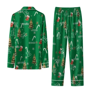 Eastern Michigan Eagles Long Pajama Set Personalized Sprig Scatter Green Fashion Forward