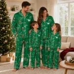 Eastern Michigan Eagles Long Pajama Set Personalized Sprig Scatter Green Best Selling