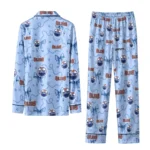 edmonton oilers long pajama set custom ribbon chains blue best selling.webp