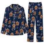 Edmonton Oilers Long Pajama Set Personalized Candy Scatter Blue Best Selling