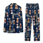 Fiu Panthers Long Pajama Set Custom Animal Scatter Blue Best Selling