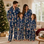 Fiu Panthers Long Pajama Set Custom Animal Scatter Blue Best Selling