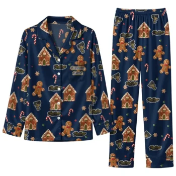 Fiu Panthers Long Pajama Set Custom Candy Scatter Blue Best Selling