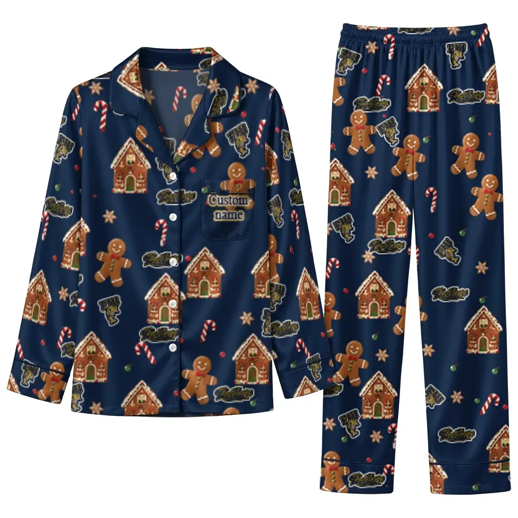 Fiu Panthers Long Pajama Set Custom Candy Scatter Blue Best Selling Fiu Panthers Long Pajama Set Custom Candy Scatter Blue Best Selling