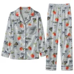 Fiu Panthers Long Pajama Set Custom Ribbon Florals Blue Best Selling