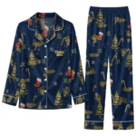 Fiu Panthers Long Pajama Set Custom Sprig Scatter Blue Best Selling
