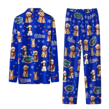 Florida Gators Long Pajama Set Customized Animal Scatter Blue Fashion Forward