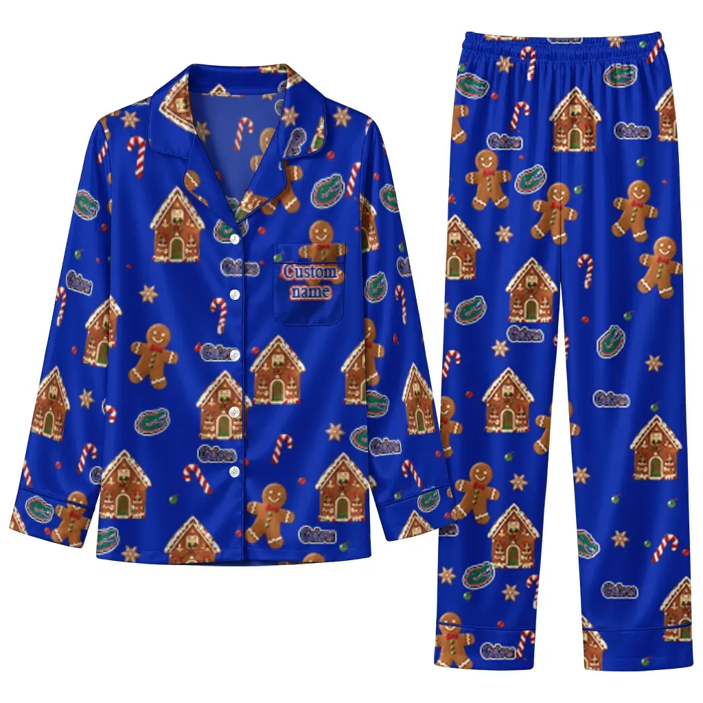 Florida Gators Long Pajama Set Customized Candy Scatter Blue Best Selling Florida Gators Long Pajama Set Customized Candy Scatter Blue Best Selling