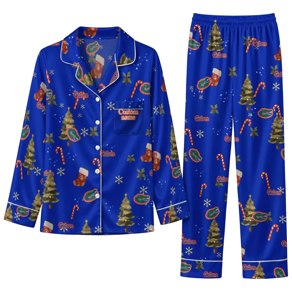 Florida Gators Long Pajama Set Customized Sprig Scatter Blue Best Selling Florida Gators Long Pajama Set Customized Sprig Scatter Blue Best Selling