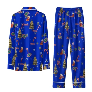 Florida Gators Long Pajama Set Customized Sprig Scatter Blue Fashion Forward