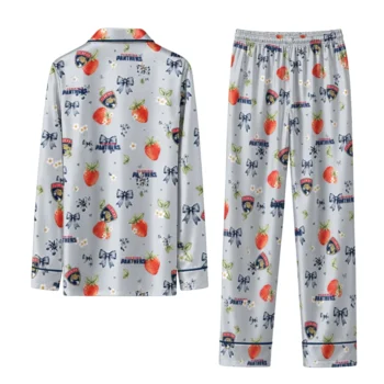 florida panthers long pajama set customized ribbon florals red fashion forward.webp
