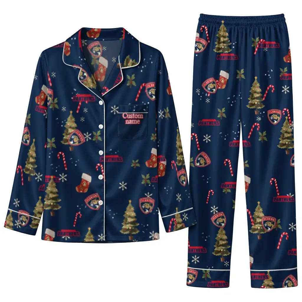 Florida Panthers Long Pajama Set Customized Sprig Scatter Red Best Selling Florida Panthers Long Pajama Set Customized Sprig Scatter Red Best Selling
