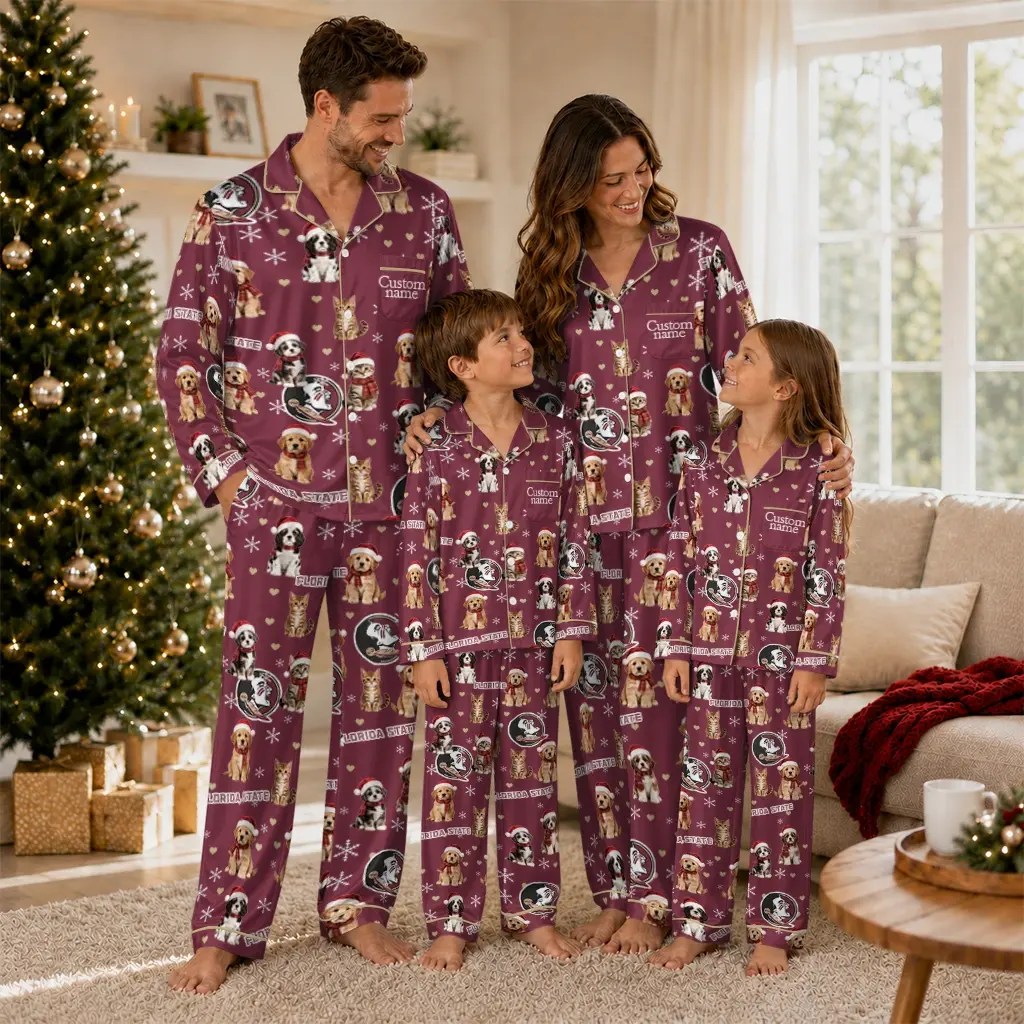 Florida State Seminoles Long Pajama Set Personalized Animal Scatter Garnet Latest Model Florida State Seminoles Long Pajama Set Personalized Animal Scatter Garnet Latest Model