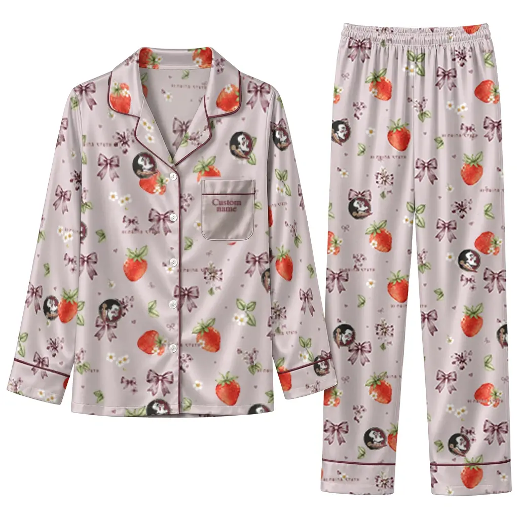 Florida State Seminoles Long Pajama Set Personalized Ribbon Florals Garnet Best Selling Florida State Seminoles Long Pajama Set Personalized Ribbon Florals Garnet Best Selling