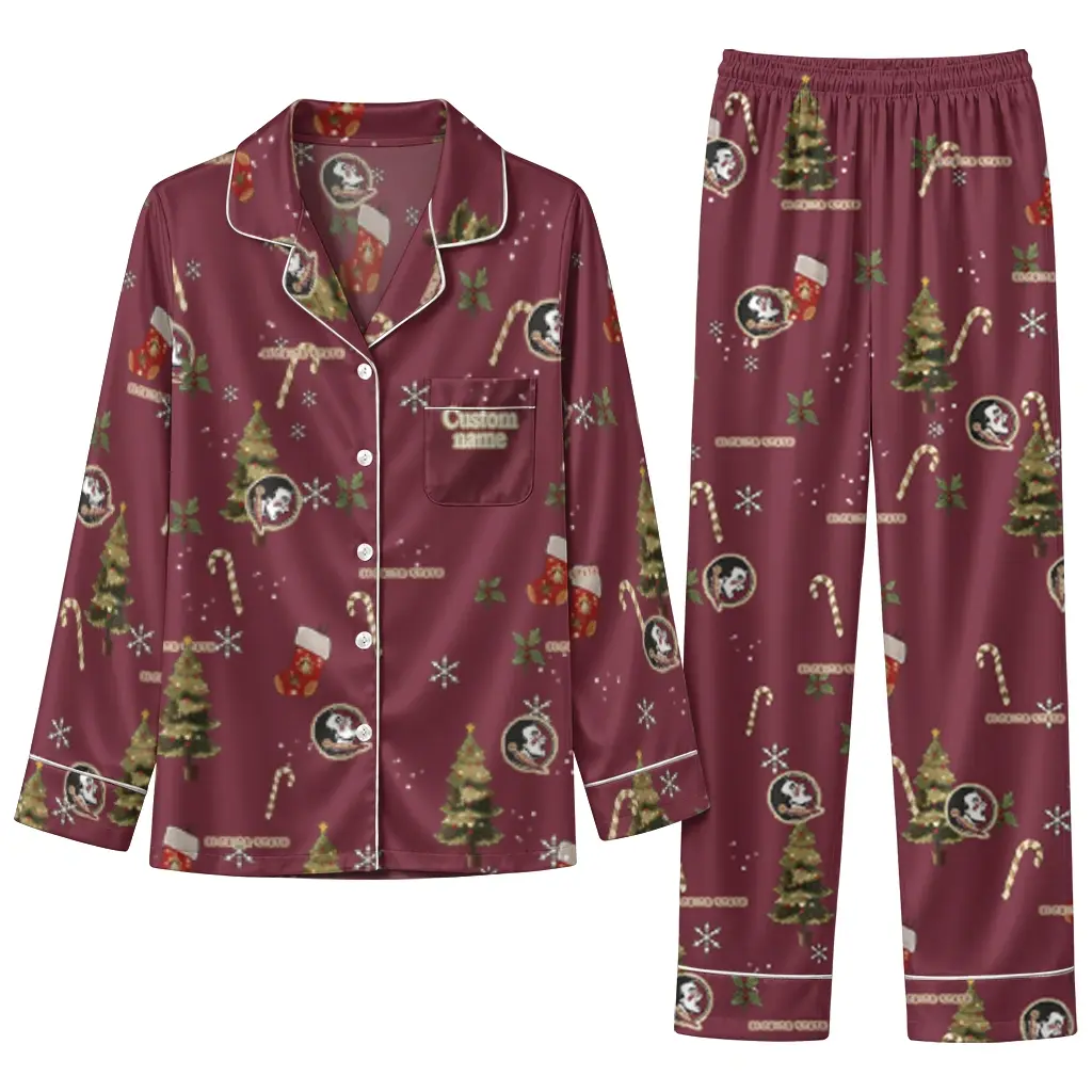 Florida State Seminoles Long Pajama Set Personalized Sprig Scatter Garnet Best Selling Florida State Seminoles Long Pajama Set Personalized Sprig Scatter Garnet Best Selling