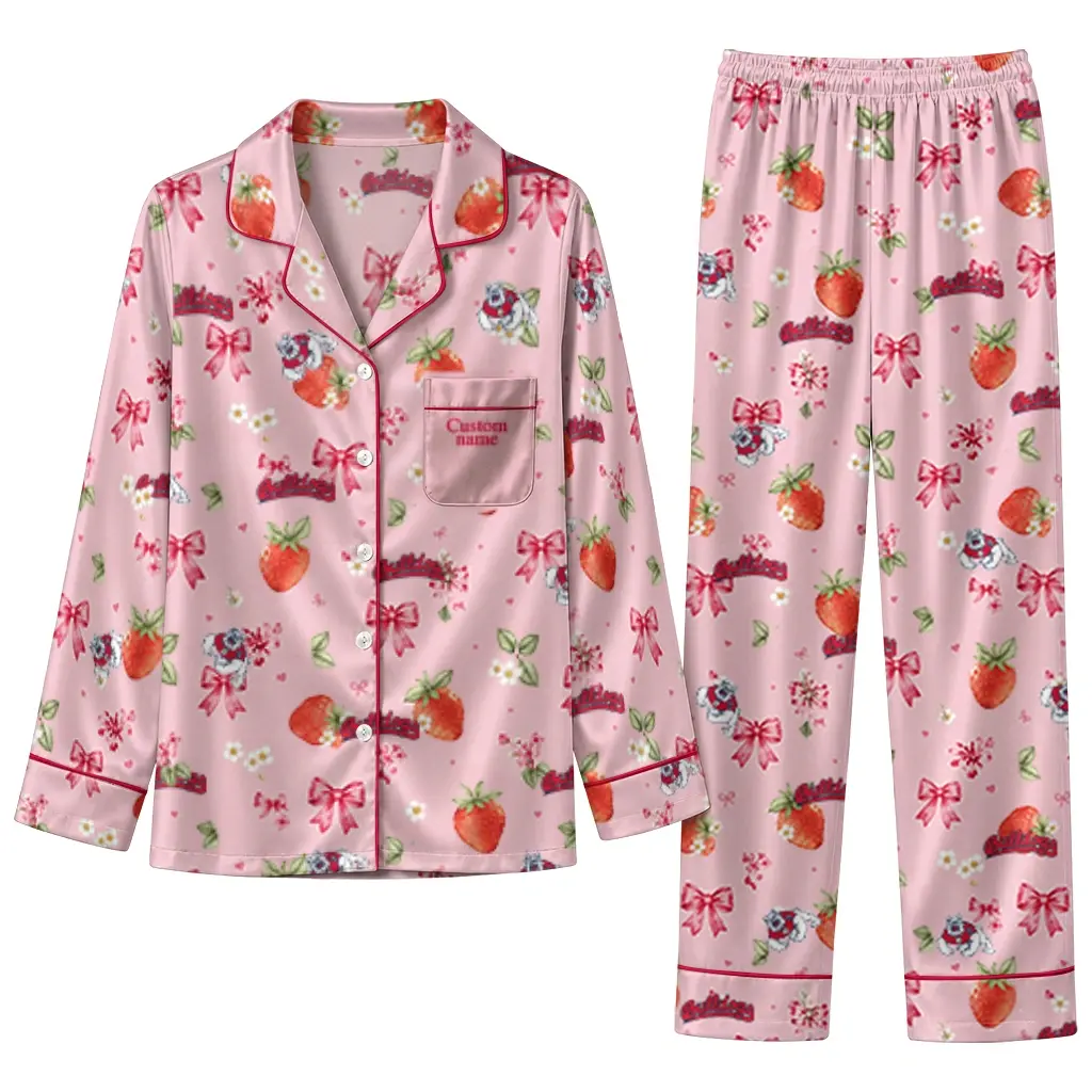 Fresno State Bulldogs Long Pajama Set Customized Ribbon Florals Red Best Selling Fresno State Bulldogs Long Pajama Set Customized Ribbon Florals Red Best Selling