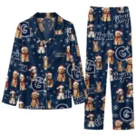 Georgetown Hoyas Long Pajama Set Personalized Animal Scatter Blue Best Selling
