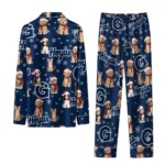 Georgetown Hoyas Long Pajama Set Personalized Animal Scatter Blue Best Selling