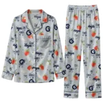 Georgetown Hoyas Long Pajama Set Personalized Ribbon Florals Blue Best Selling