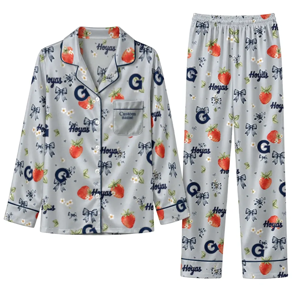Georgetown Hoyas Long Pajama Set Personalized Ribbon Florals Blue Best Selling Georgetown Hoyas Long Pajama Set Personalized Ribbon Florals Blue Best Selling